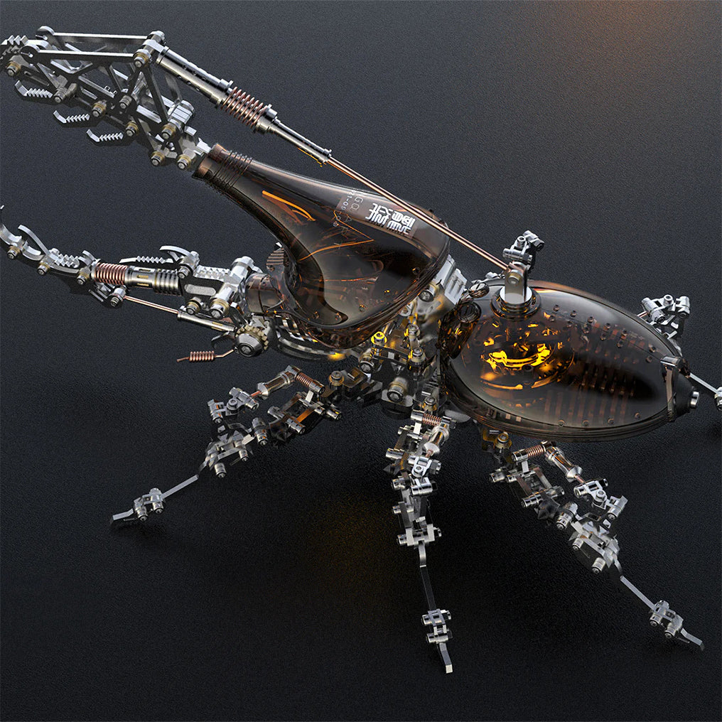 DIY 3D Hercules Beetle with Long Horn Metal Model Puzzles Kits