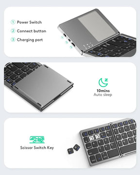 🔥Hot Sale 49% OFF🔥Foldable Bluetooth Keyboard with Touchpad