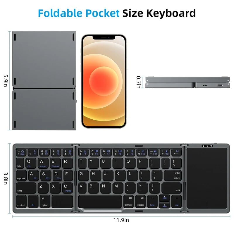 🔥Hot Sale 49% OFF🔥Foldable Bluetooth Keyboard with Touchpad