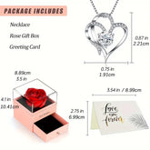 Red Rose Love Heart Necklace With Gift Card And Gift Box