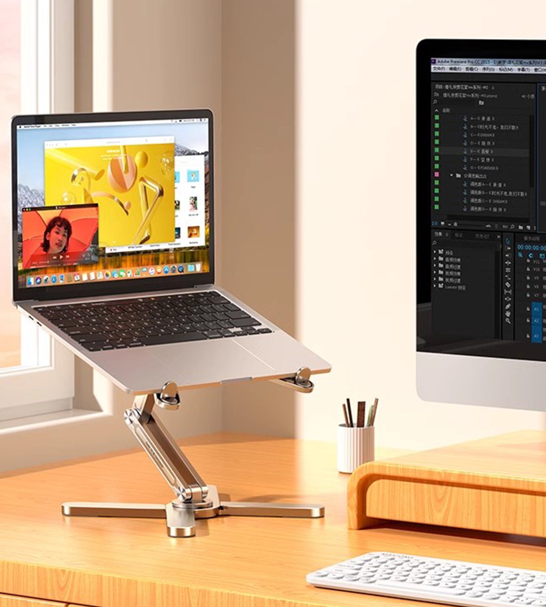 Notebook computer bracket 360 ° rotation desktop increases to increase the suspended bracket heat dissipation and folded aluminum alloy portable