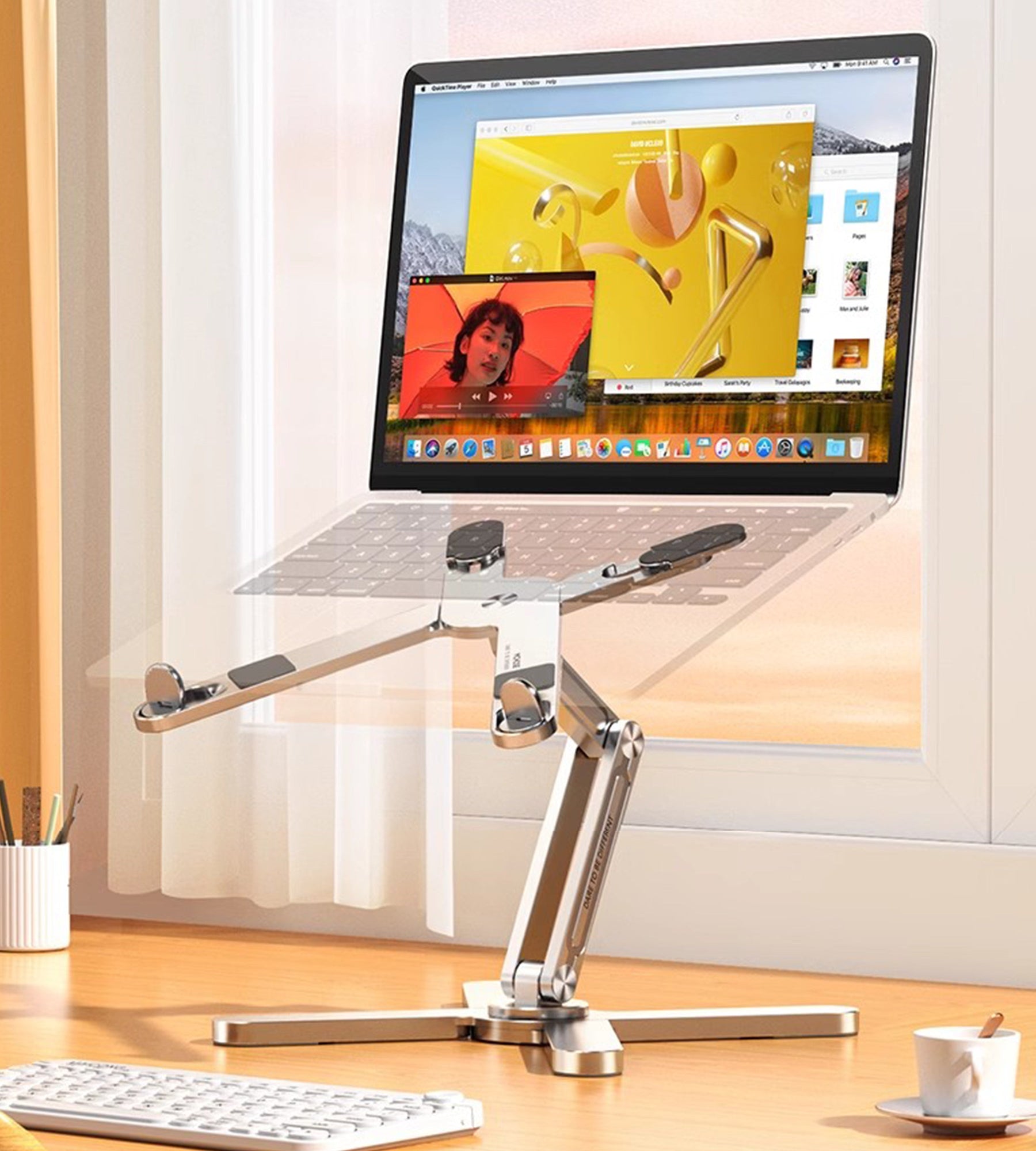 Notebook computer bracket 360 ° rotation desktop increases to increase the suspended bracket heat dissipation and folded aluminum alloy portable