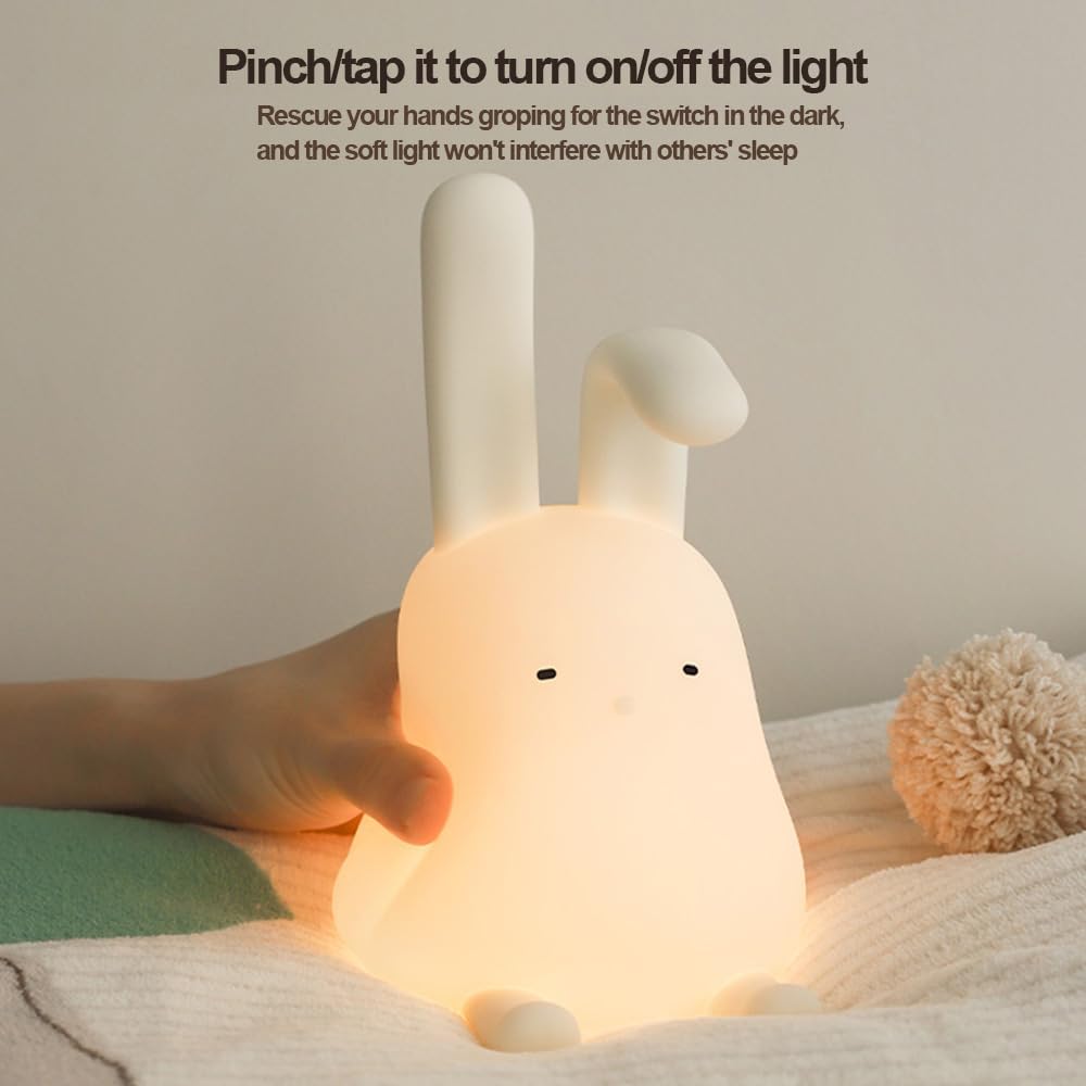 Cute Bunny Lamp. Kawaii LED Desk Decor Nightlight with Phone Stand Feature. Super Squishy Silicone Portable Light with Timer. Xmas Birthday Ideal Gifts for Baby Kid Adult