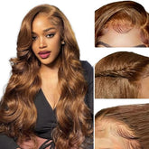 Light Chocolate Brown Lace Front Wig Human Hair. 4# Chestnut Brown Body Wave 13x4 Lace Front Wigs Human Hair Pre Plucked Wigs Human Hair for Women.Colored Human Hair Lace Front Wig 24inch