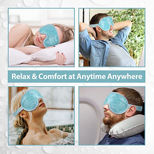 NEWGO Cold Eye Mask Cooling Eye Mask for Dry Eyes. Gel Eye Mask Eye Ice Pack Reusable Cold Eye Compress for Dark Circles. Migraines. Eye Surgery. Skin Care (Blue)