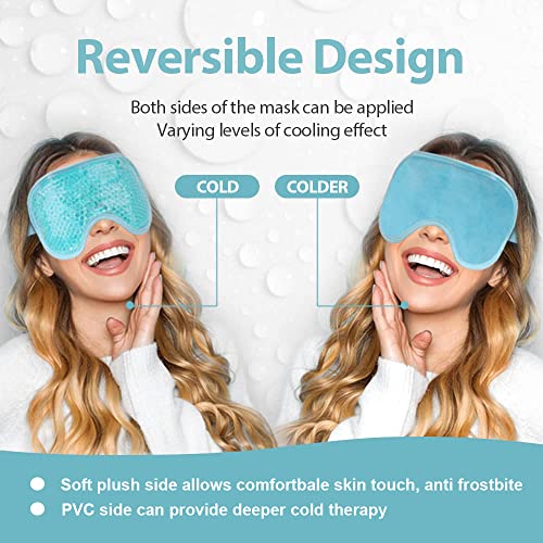 NEWGO Cold Eye Mask Cooling Eye Mask for Dry Eyes. Gel Eye Mask Eye Ice Pack Reusable Cold Eye Compress for Dark Circles. Migraines. Eye Surgery. Skin Care (Blue)