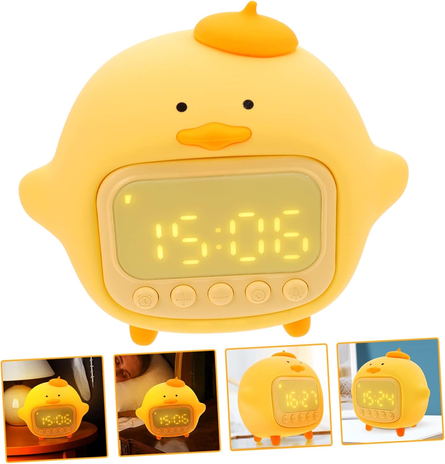 Amosfun 3 Sets Hug Duck Alarm Clock Modeling Lamp Night Light Dormitory Alarm Clock Cartoon Alarm Clock Decorative Table Clock Creative Light Adornment Dormitory Small Clock