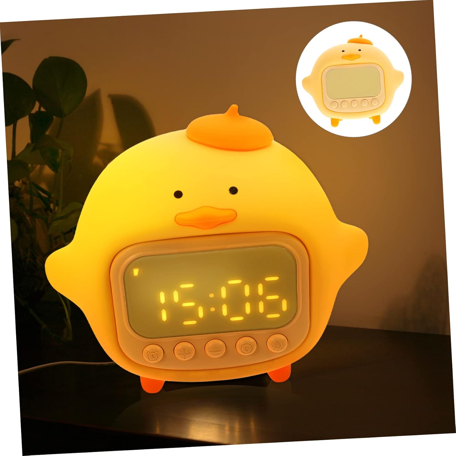 Amosfun 3 Sets Hug Duck Alarm Clock Modeling Lamp Night Light Dormitory Alarm Clock Cartoon Alarm Clock Decorative Table Clock Creative Light Adornment Dormitory Small Clock