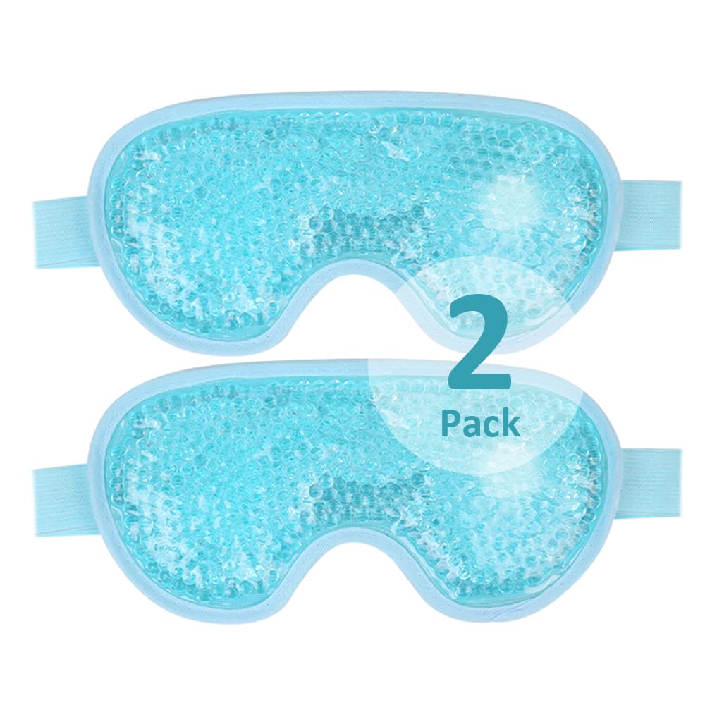 NEWGO Cold Eye Mask Cooling Eye Mask for Dry Eyes. Gel Eye Mask Eye Ice Pack Reusable Cold Eye Compress for Dark Circles. Migraines. Eye Surgery. Skin Care (Blue)