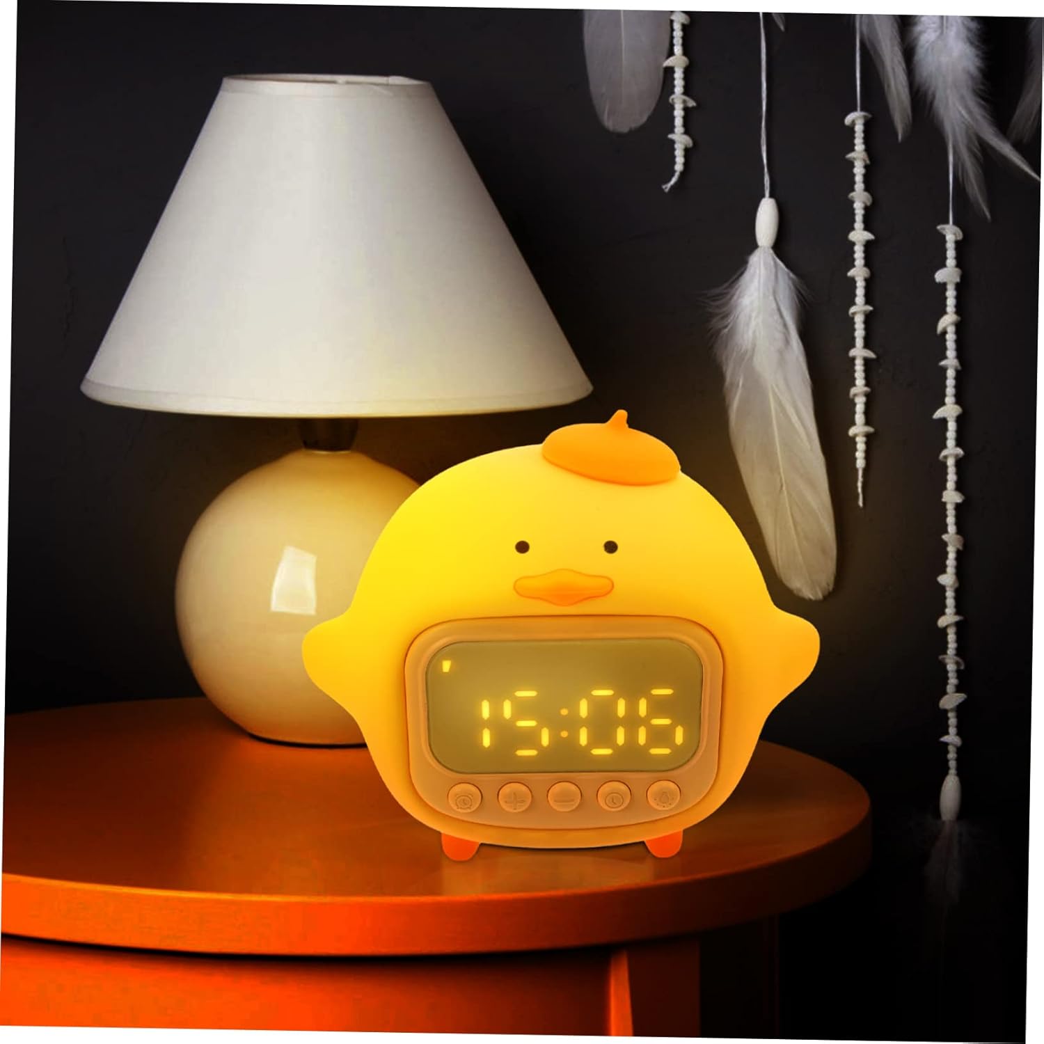 Amosfun 3 Sets Hug Duck Alarm Clock Modeling Lamp Night Light Dormitory Alarm Clock Cartoon Alarm Clock Decorative Table Clock Creative Light Adornment Dormitory Small Clock