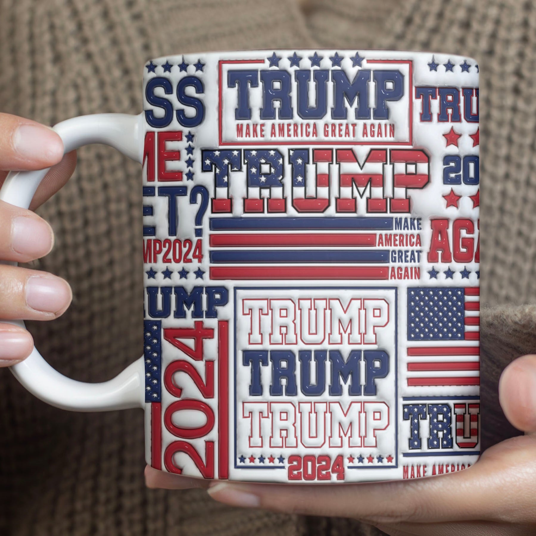 Patriotic Trump 2024 Mug | Gift for Dad. Gift for Mom. Birthday Gift | Father's Day 3D Inflated Mug C1012 - GOP