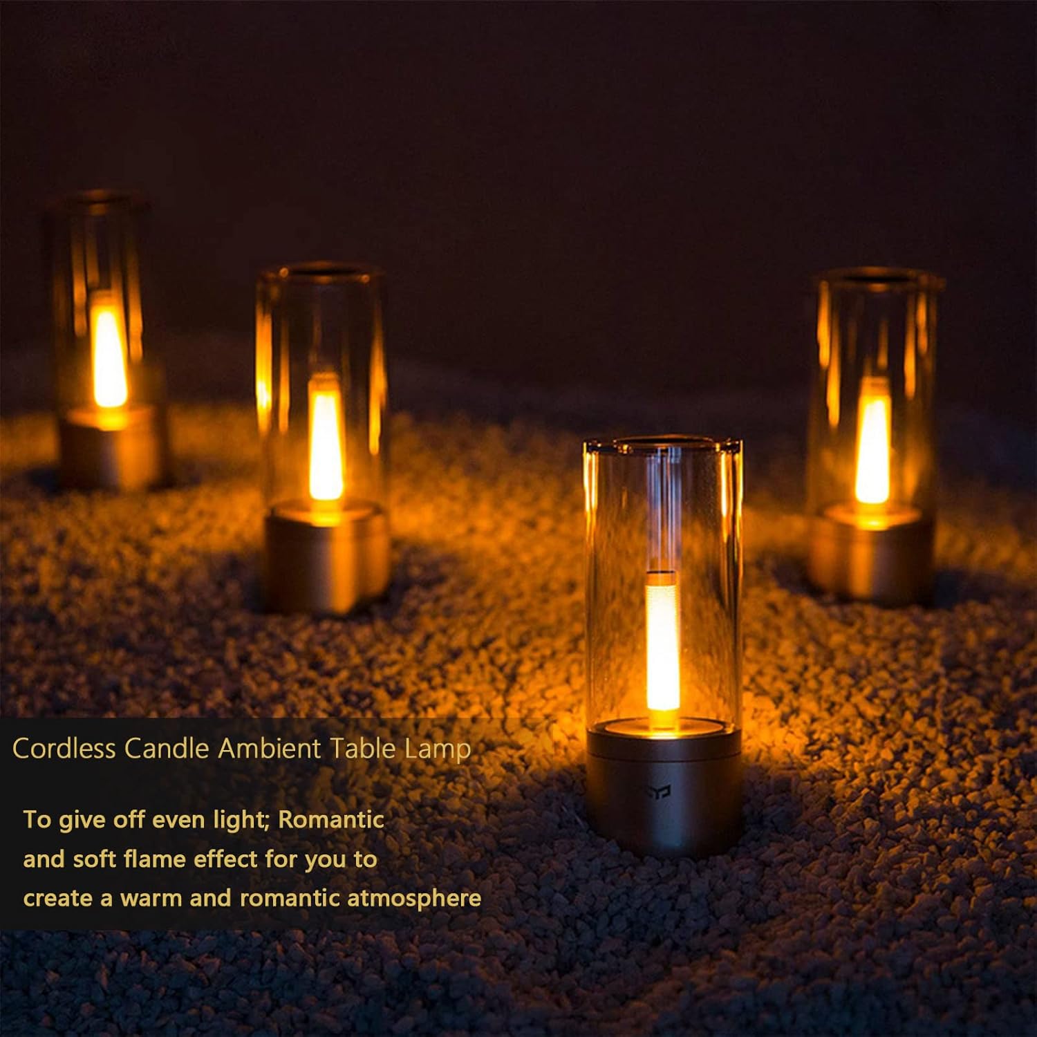 Cordless Candle Ambient Table Lamp.Rechargeable Portable Battery Powered LED Desk Lamp.Rotate Control Operated Dimmable Metal Table Light for Outdoor/Restaurant/Bedroom/Bars/Home Patio Light