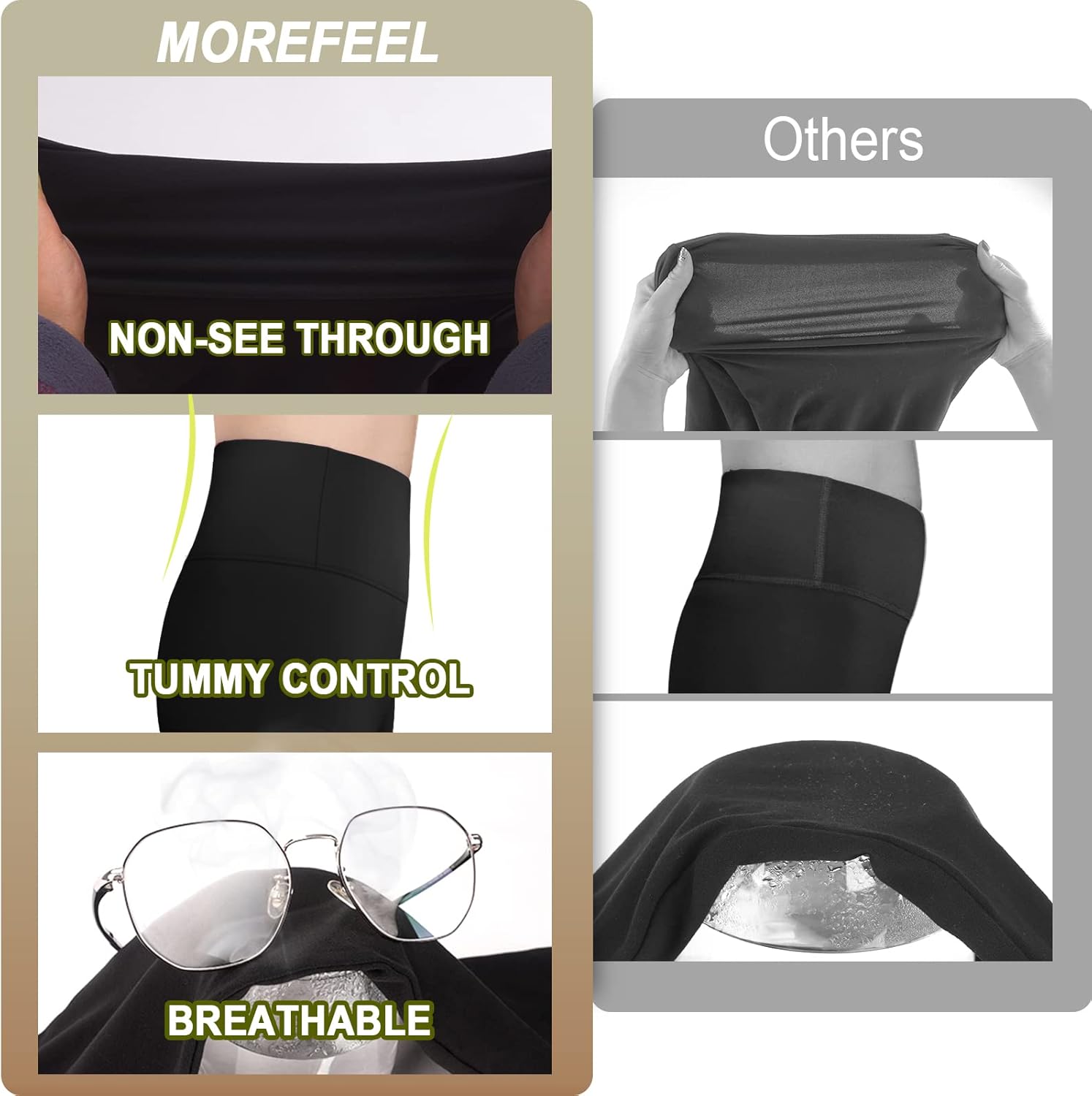 MOREFEEL High Waisted Biker Shorts for Women -3'' / 5'' Tummy Control Butt Lifting Gym Workout Athletic Shorts Yoga Pants