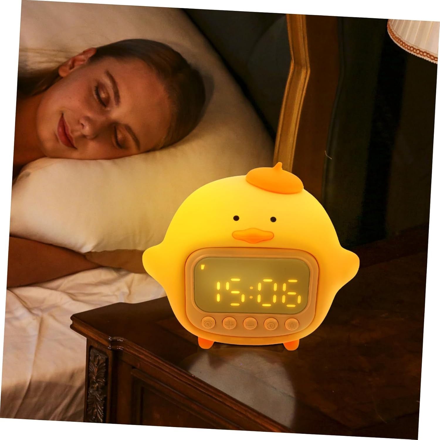 Amosfun 3 Sets Hug Duck Alarm Clock Modeling Lamp Night Light Dormitory Alarm Clock Cartoon Alarm Clock Decorative Table Clock Creative Light Adornment Dormitory Small Clock