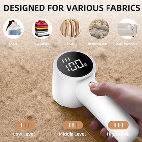 Fabric Shaver. Lint Remover Rechargeable. Electric Portable Sweater Defuzzer with 3 Speeds. 6 Leaf Blades. Digital LED Display to Remove Pilling for Clothes. Furniture. Sweater. Couch. Blanket