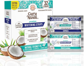 GuruNanda Teeth Whitening Strips. 7 Day Treatments. Enamel-Safe Teeth Whitening for Sensitive Teeth. Non-Slip. Dry Strip Technology