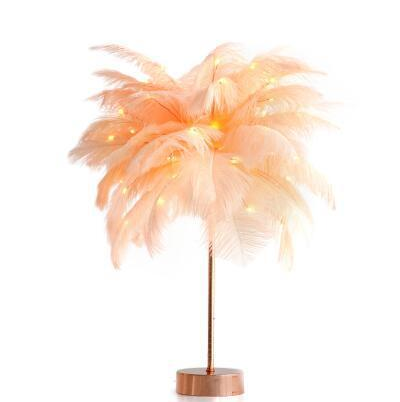 Feather Lamp Nordic Desk Lamp European-Style Bedroom Bedside Feather Table Lamp Night Light Table Lamp Decoration Modern