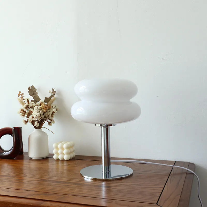 Macaron Glass Bloom Table Lamp In White