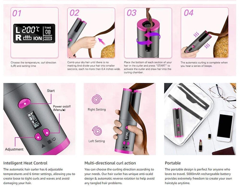 Fayadell Cordless Rotating Hair Curler