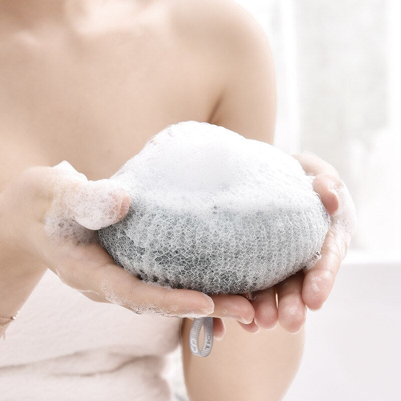 3 Pcs Natural Loofah With Suction Ball Bath Body Massage Sponge Scrub
