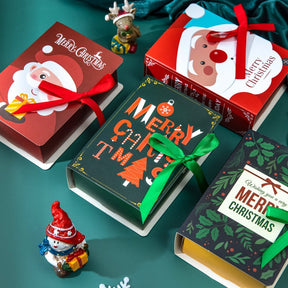 1/4/5Pcs Book Shape Merry Christmas Candy Boxes Bags Christmas Santa Claus Gift Box Navidad Natal Noel Party Decoration Supplies