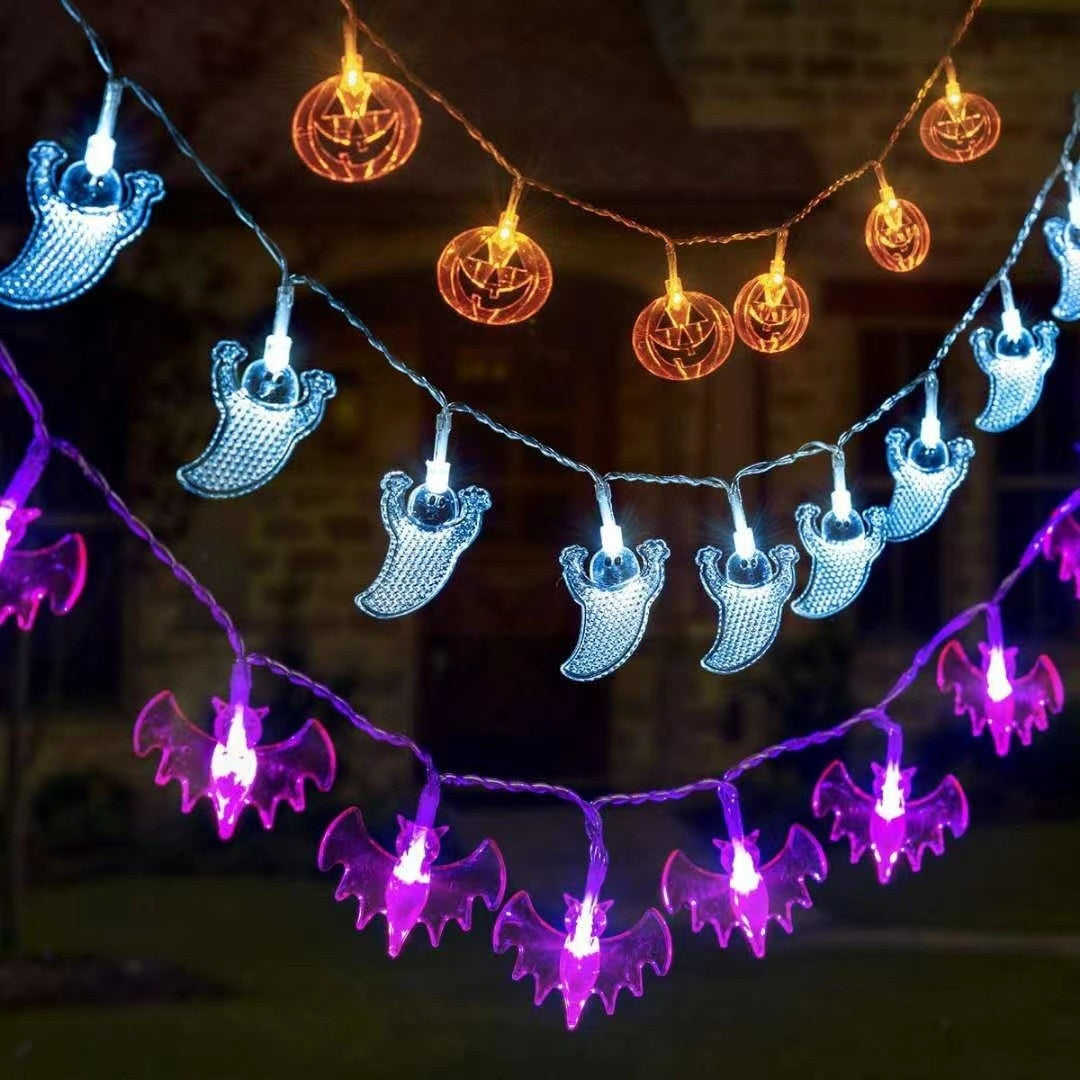 1.5m Halloween Party Led Light String Purple Bat Party Pumkin Horror Ghost Festival Party Happy Halloween Party Decor For Home