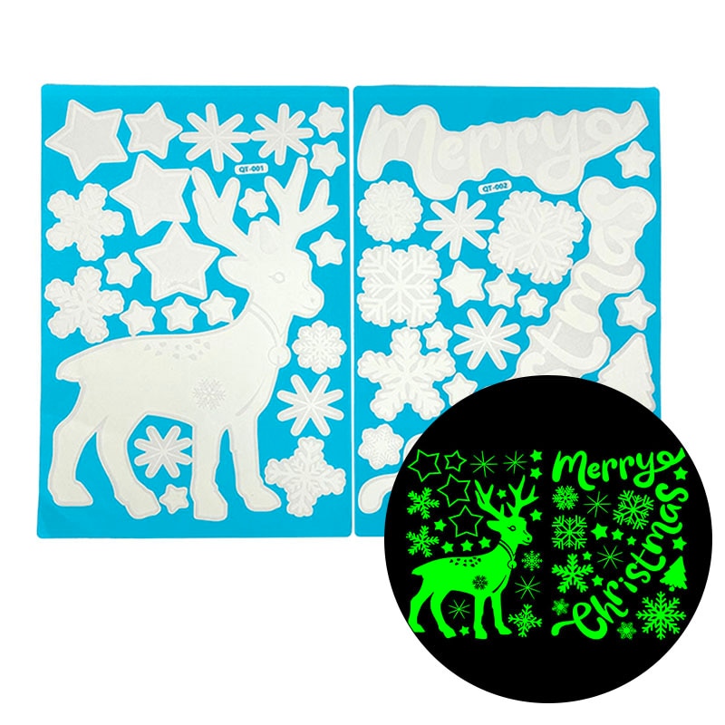 1 Sheet Merry Christmas Snowflake Snowman Window Sticker Christmas Wall Stickers Kids Room Wall Decals