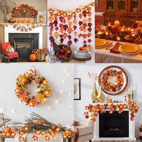 10/20Leds Pumpkin Maple Leaves Light String Fall Garland Battery Powered Indoor Outdoor Garden Halloween Thanksgiving Home Decor