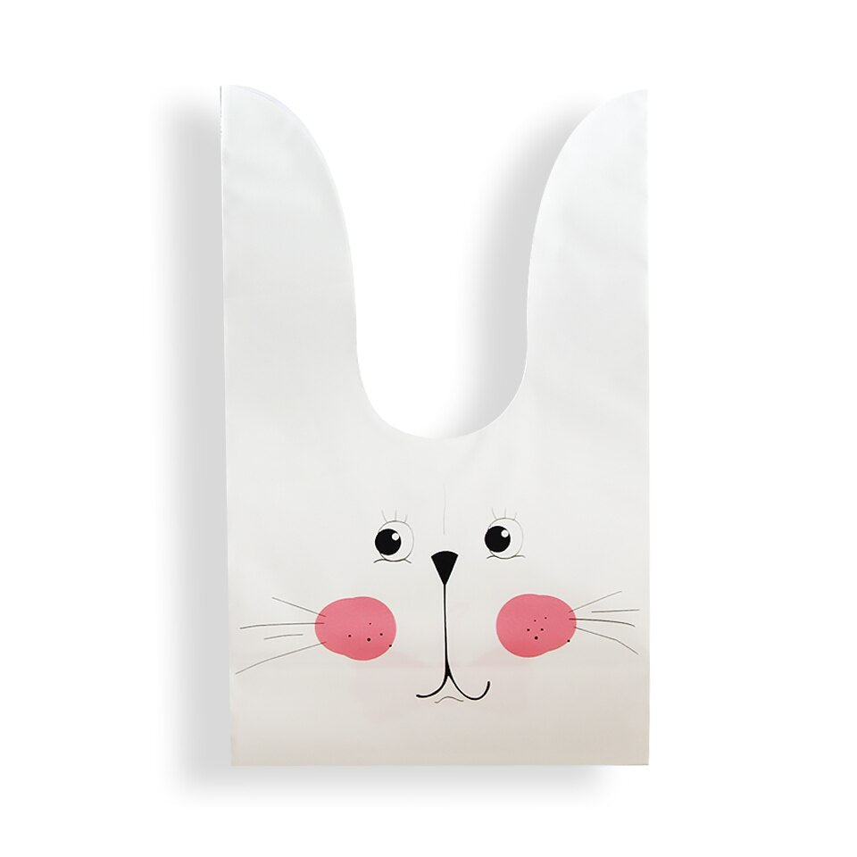 10/50pcs/lot Cute Rabbit Ear Bags Cookie Plastic Bags&amp;Candy Gift Bags For Biscuits Snack Baking Package And Event Party Supplies