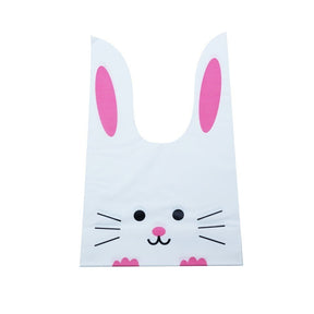 10/50pcs/lot Cute Rabbit Ear Bags Cookie Plastic Bags&amp;Candy Gift Bags For Biscuits Snack Baking Package And Event Party Supplies