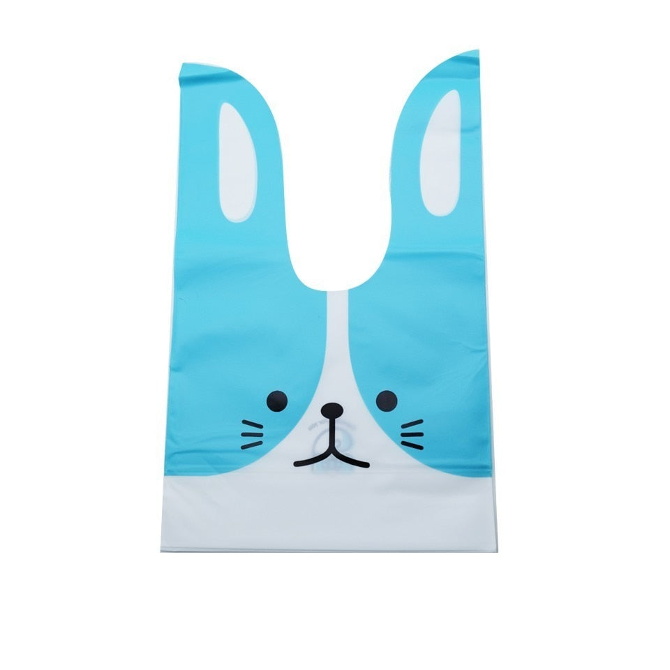 10/50pcs/lot Cute Rabbit Ear Bags Cookie Plastic Bags&amp;Candy Gift Bags For Biscuits Snack Baking Package And Event Party Supplies