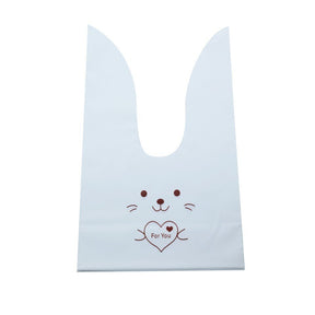 10/50pcs/lot Cute Rabbit Ear Bags Cookie Plastic Bags&amp;Candy Gift Bags For Biscuits Snack Baking Package And Event Party Supplies