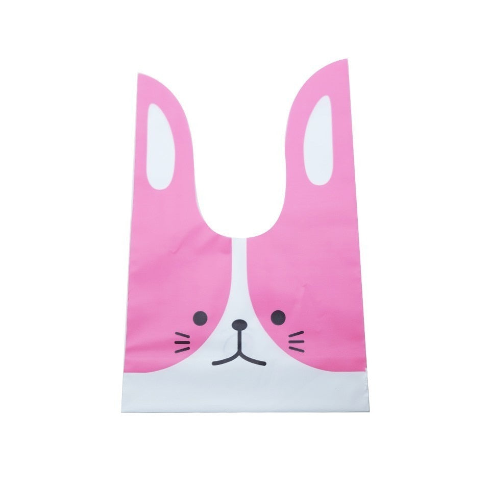 10/50pcs/lot Cute Rabbit Ear Bags Cookie Plastic Bags&amp;Candy Gift Bags For Biscuits Snack Baking Package And Event Party Supplies