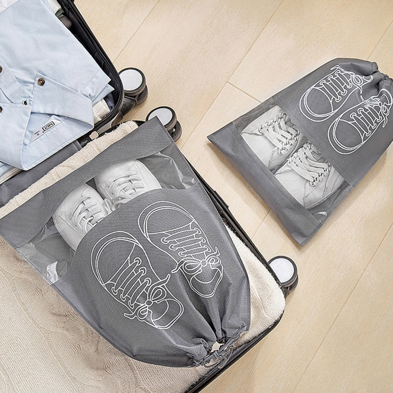 10/5pcs Shoes Storage Bags Closet Organizer Non-woven Travel Portable Bag Waterproof Pocket Clothing Classified Hanging Bag