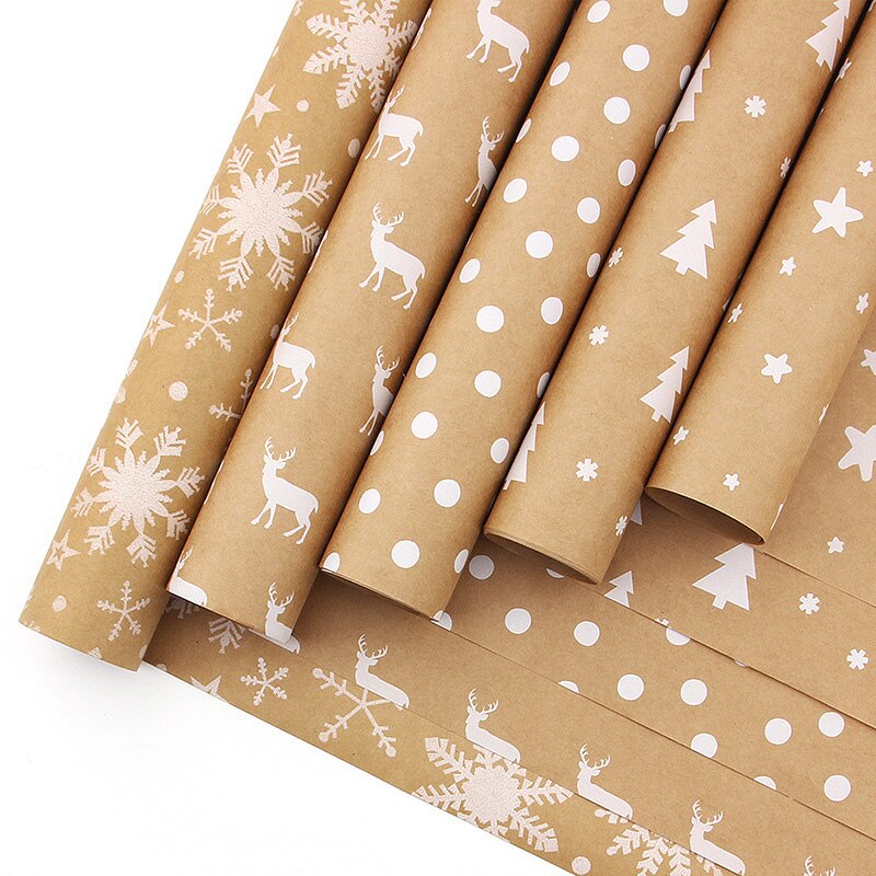 100*44cm Xmas Gift Wrapping Craft Paper Roll DIY Gift Paper New Year Gift Party Gift Decoration Wrapping Paper Packaging Bags