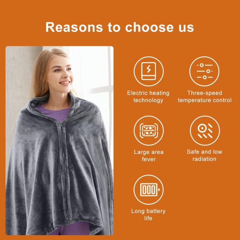 2022 USB Electric Heating Blanket Warm Shawl Coral Fleece Plush 3-speed Adjust Temperature Winter Large 150x80cm Winter Keep Warm Pad