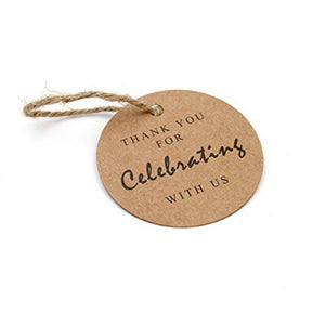 100Pcs Kraft Paper Gift Tags thank you for Celebrating with Us labels handmade for wedding party decoration Packaging Hang paper