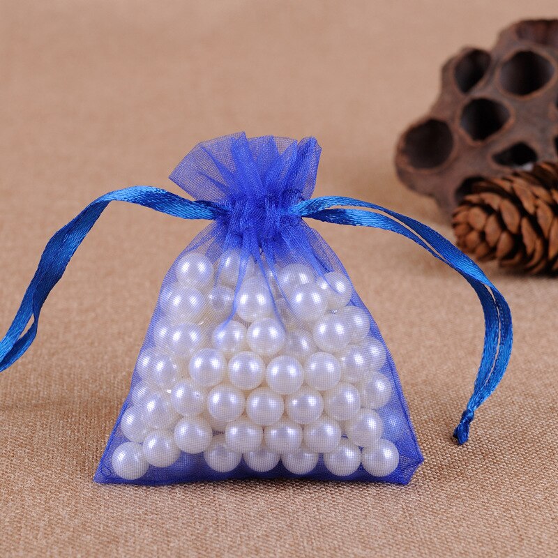 100pcs Drawstring  Jewelry Bag Pouch Organza Jewelry Packaging Bags Wedding Party Decoration Drawable Storage Bags Gift Pouches