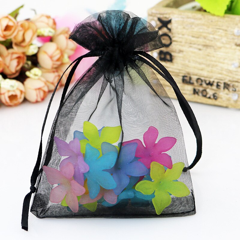 100pcs Drawstring  Jewelry Bag Pouch Organza Jewelry Packaging Bags Wedding Party Decoration Drawable Storage Bags Gift Pouches