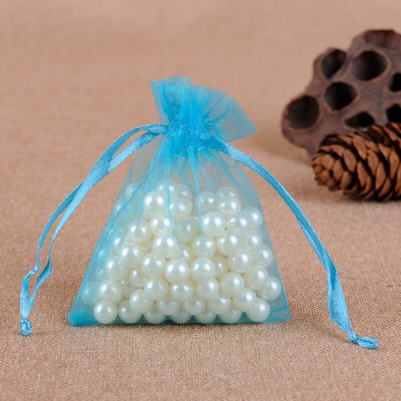 100pcs Drawstring  Jewelry Bag Pouch Organza Jewelry Packaging Bags Wedding Party Decoration Drawable Storage Bags Gift Pouches