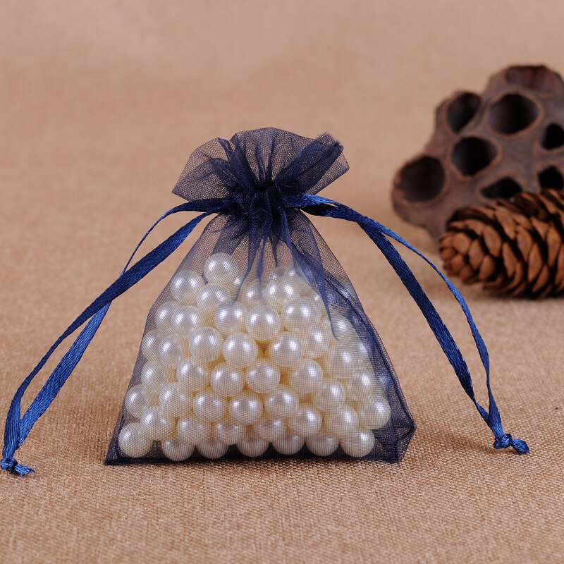 100pcs Drawstring  Jewelry Bag Pouch Organza Jewelry Packaging Bags Wedding Party Decoration Drawable Storage Bags Gift Pouches