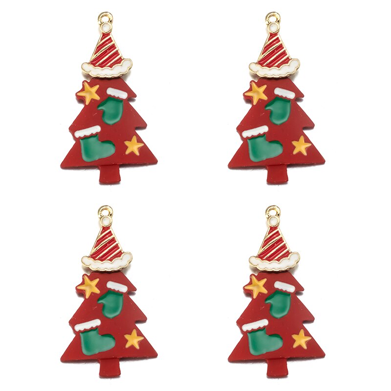 10PCS Christmas Alloy Pendant Silver Gold Necklace Christmas Tree Christmas Hat Dog For Jewelry Making Diy Bracelet Accessories