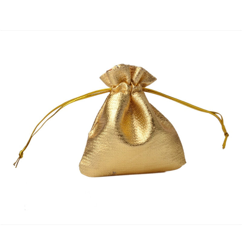10Pcs/lot Gold/sliver Gift Bags Jewelry Bag Wedding Party Decor Drawable Bags Gift Pouches Jewelry Packaging with Candy Bags