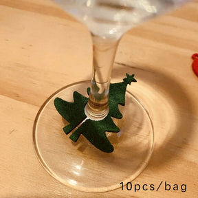 10pcs Felt Wine Cup Glass Ring Card Christmas Home Decoration Table  Xmas New Year Eve Party Decoration Supplies Navidad Noel