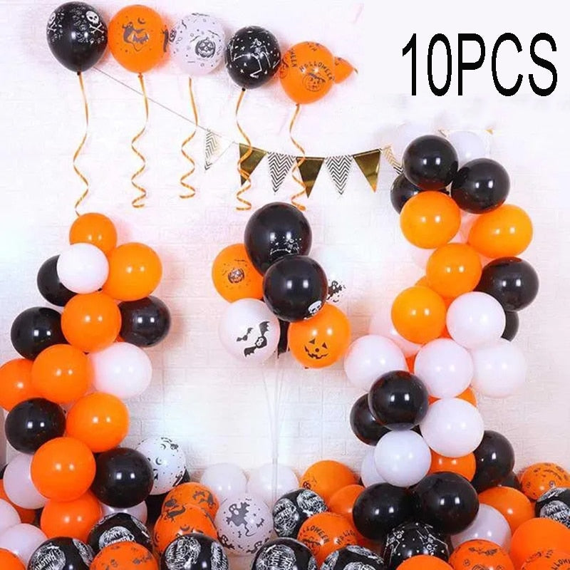 10pcs Halloween Christmas Balloons Latex Balloon Pumpkin Skeleton Halloween Party Decoration Festival Balloons Toys Party Decor