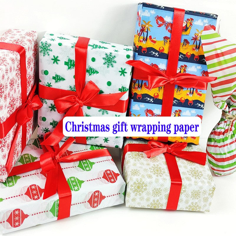 10pcs Tissue Paper 50*66CM Craft Paper Floral Christmas Gift Wrapping Paper Home Decoration Festive Party Supplies