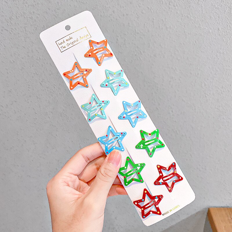 10pcs/set Cute Colorful Star Waterdrop Shape Hair Clips For Girls Children Lovely Hair Decorate Hairpins Kids Hair Accessories