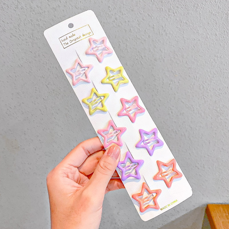 10pcs/set Cute Colorful Star Waterdrop Shape Hair Clips For Girls Children Lovely Hair Decorate Hairpins Kids Hair Accessories