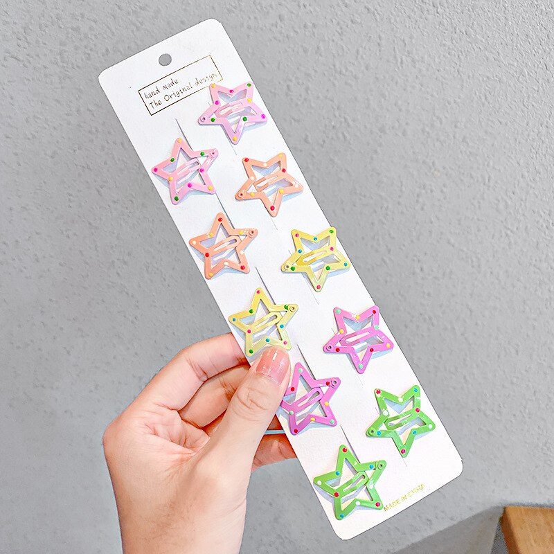 10pcs/set Cute Colorful Star Waterdrop Shape Hair Clips For Girls Children Lovely Hair Decorate Hairpins Kids Hair Accessories