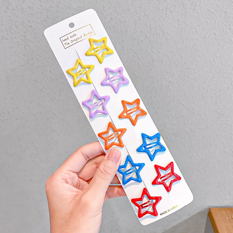 10pcs/set Cute Colorful Star Waterdrop Shape Hair Clips For Girls Children Lovely Hair Decorate Hairpins Kids Hair Accessories